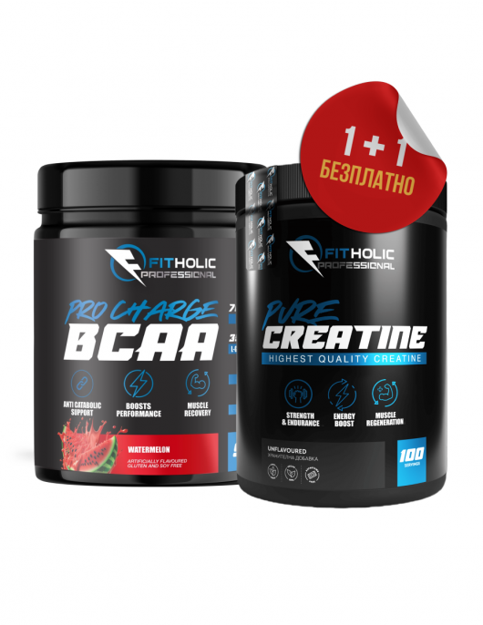 SUMMER STACK Fitholic Professional Pro Charge BCAA + Fitholic Professional Pure Creatine на изгодни цени SUMMER STACK Fitholic Professional Pro Charge BCAA + Fitholic Professional Pure Creatine на супер цена Промо стакове