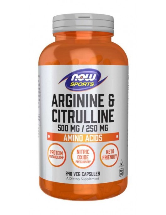 NOW ARGININE 500 MG & CITRULLINE 250 MG 240 VCAPSULES на супер цена Аминокиселини