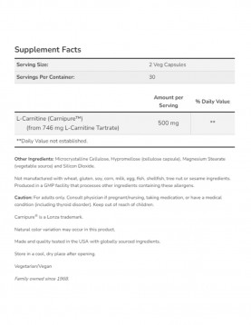 NOW L-CARNITINE 250 mg - 60 vcaps