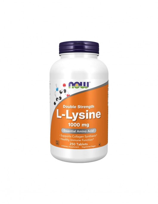 NOW L-Lysine 1000 mg - 250 tablets на супер цена Аминокиселини на таблетки /капсули