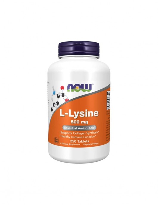 NOW L-Lysine 500 МГ - 250 Tаблетки на супер цена Аминокиселини