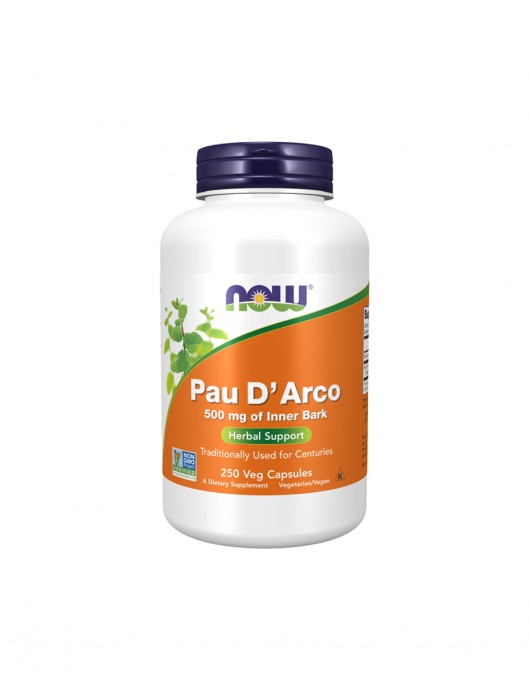 NOW Pau D Arco 500 МГ - 250 Капсули на супер цена Екстракти