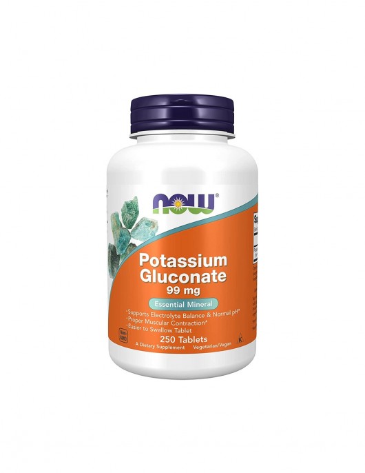 NOW Potassium Gluconate (Калий) 99 МГ - 250 Таблетки на супер цена Калий