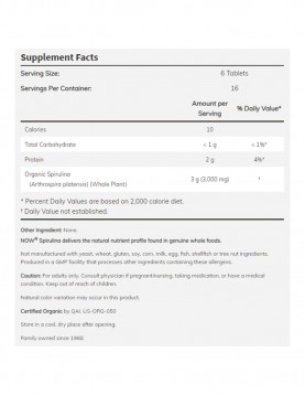 NOW Spirulina 500 МГ - 200 Таблетки