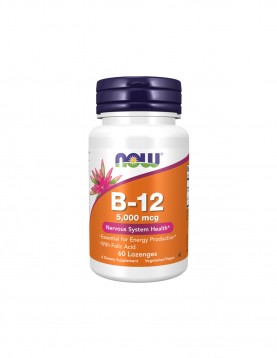 NOW Vitamin B-12 5000 mcg + Folic Acid - 60 дражета
