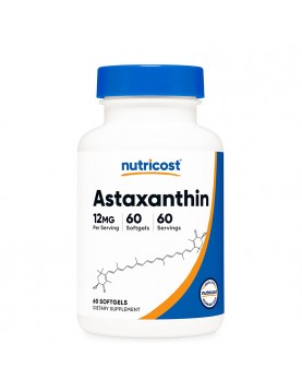 NUTRICOST Astaxanthin/ Астаксантин 12 mg x 60 софтгел капсули
