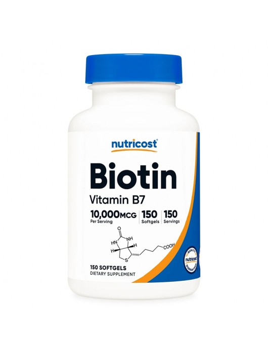 NUTRICOST Biotin / Биотин 10000 µg x 150 софтгел капсули на супер цена Витамин B
