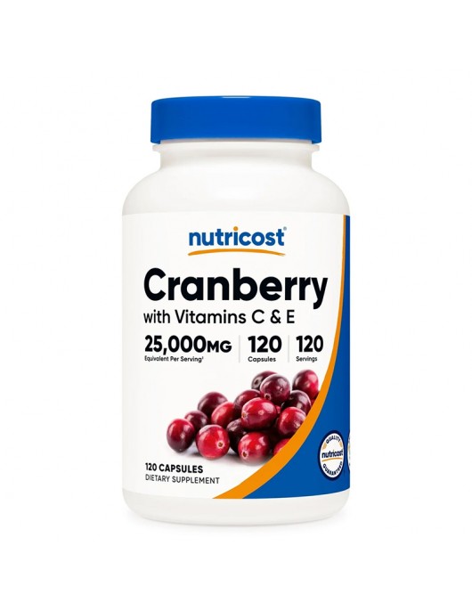 NUTRICOST Cranberry with Vitamins C and E / Червена боровинка 500 mg + витамин С и Е x 120 капсули на супер цена Екстракти