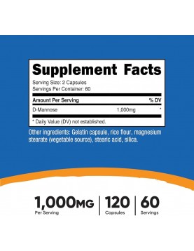 NUTRICOST D-Mannose / Д-Маноза 500 mg, 120 капсули