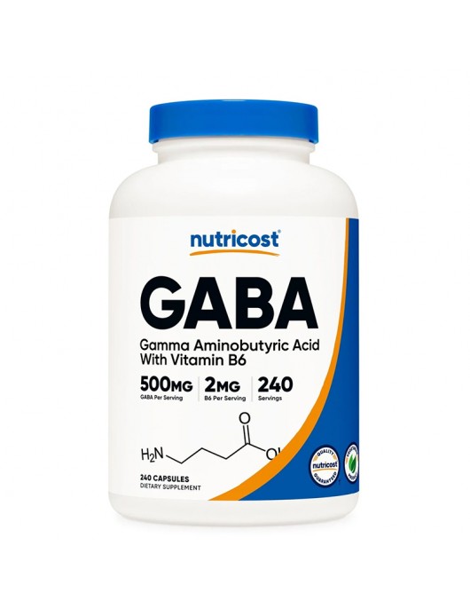 NUTRICOST GABA + B6 / ГАБА 500 mg + Витамин В6 2 mg x 240 капсули на изгодни цени NUTRICOST GABA + B6 / ГАБА 500 mg + Витамин В6 2 mg x 240 капсули на супер цена Аминокиселини на таблетки /капсули