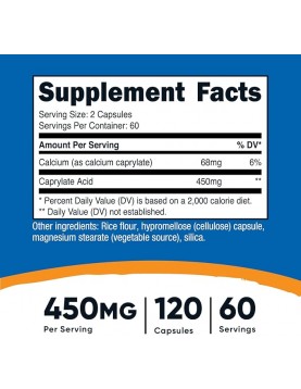 NUTRICOST Caprylic Acid / Каприлова киселина 225 mg x 120 капсули