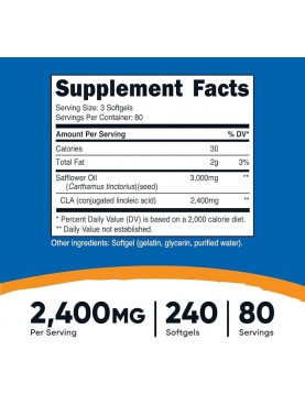 NUTRICOST CLA / Конюгирана Линолова Киселина, 800 mg x 240 софтгел капсули на супер цена Добавки за отслабване