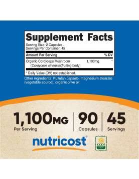 NUTRICOST Cordyceps Mushroom Organic / Кордицепс х 90 капсули