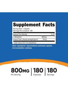 NUTRICOST L-Glutamine / L-Глутамин 800 mg х 180 капсули