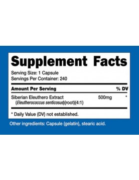 NUTRICOST Siberian Eleuthero / Сибирски женшен 500 mg, 240 капсули