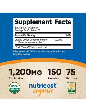 NUTRICOST Cinnamon / Цейлонска канела 600 mg, 150 капсули