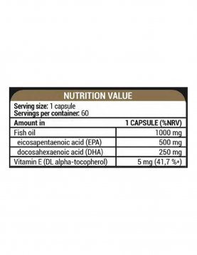 UnKrowned King by Kevin Levrone Omega 3 1000 mg | 75% EPA + DHA 60 Гел капсули, 60 Дози на супер цена Мастни киселини