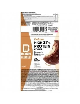 BORN WINNER Deluxe High 27% Protein Cookie Cookies & Cream 12x75 gr.