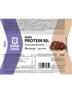BORN WINNER Slim High Protein Bar 50% Chocolate Brownie 12x50gr