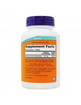 NOW Zinc Gluconate 50мг. 250 таблетки