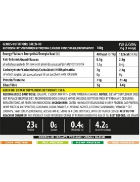 GENIUS NUTRITION VEGAN GREEN-HD 750g/25 serv