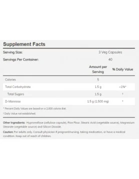 NOW D-MANNOSE 500 MG 120 CAPSULES