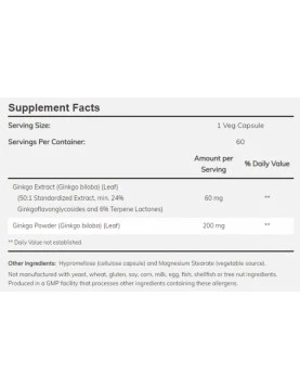 NOW GINKGO BILOBA 60 MG 60 CAPSULES