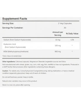 NOW HYALURONIC ACID 50mg С MSM 120 CAPSULES