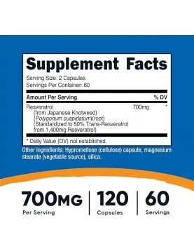 NUTRICOST Resveratrol / Ресвератрол 700 mg x 120 капсули